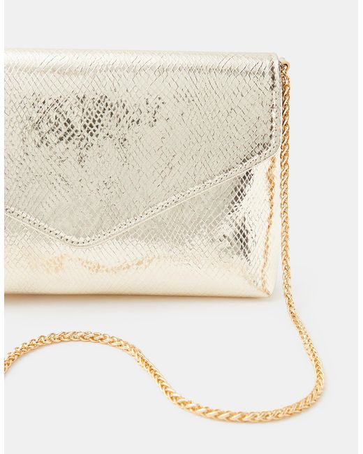 Accessorize Natural Metallic Envelope Crossbody Bag