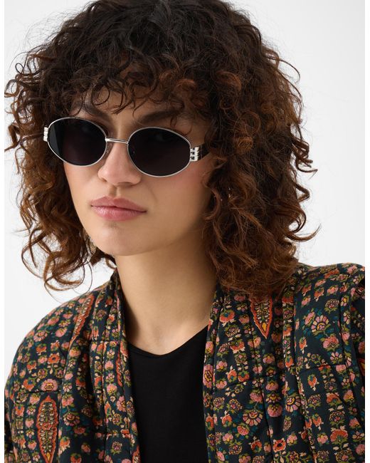 Accessorize White Metal Oval Sunglasses