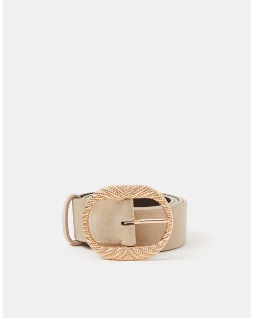 Accessorize Natural Textured Buckle Leather Belt