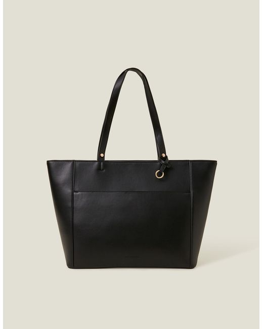 Black faux leather tote best sale