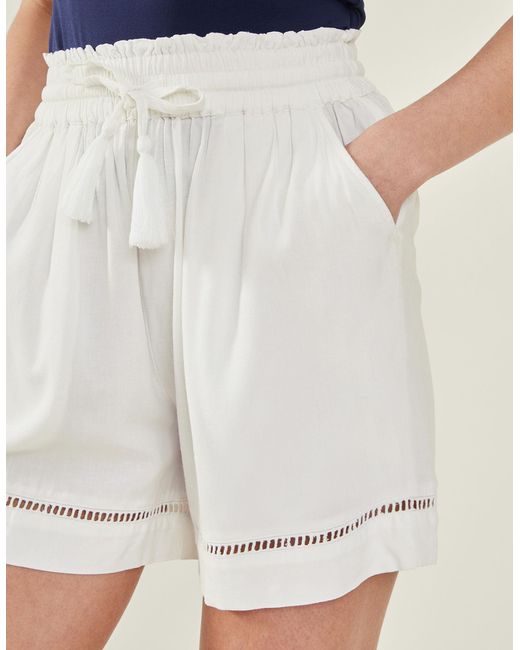 Accessorize Blue Longline Embroidered Shorts White