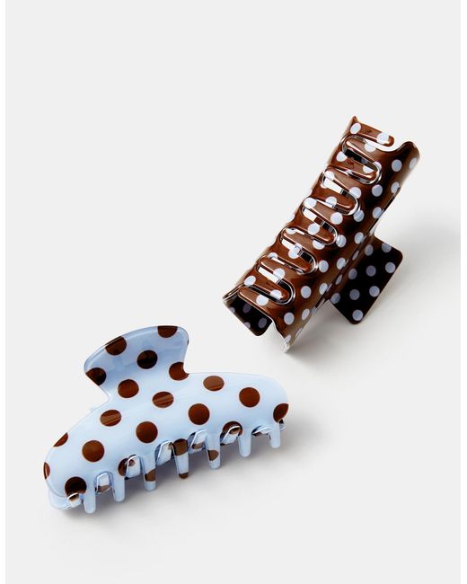 Accessorize Blue 2-Pack Polka Dot Claw Clips