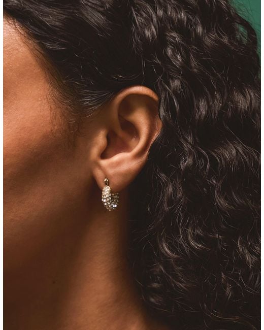 Accessorize White Stainless Steel Chunky Pavé Hoop Earrings