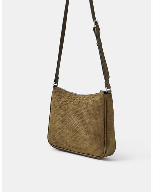 Accessorize Metallic Embossed Faux Suede Crossbody Bag
