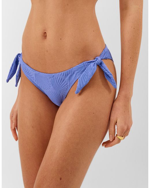 Accessorize Blue Shell Embossed Tie Side Bikini Bottoms