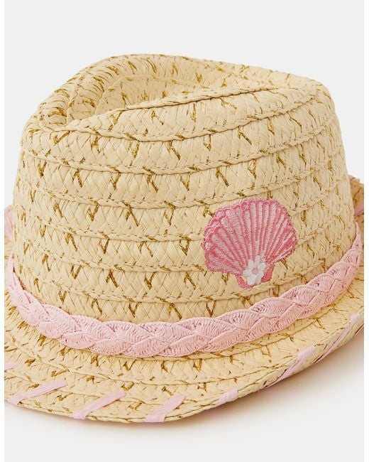 Accessorize Natural Seashell Straw Trilby Hat