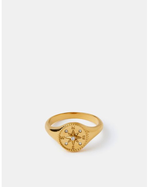 Accessorize White Stainless Steel Compass Ring