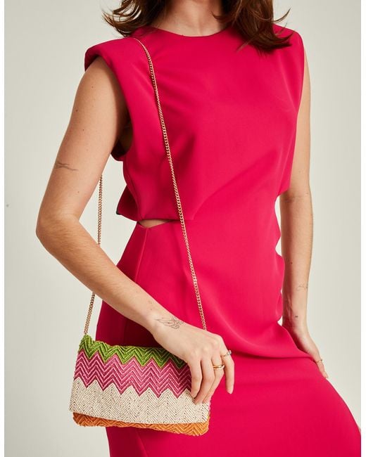 Accessorize Women's Green/pink Zig Zag Clutch Bag
