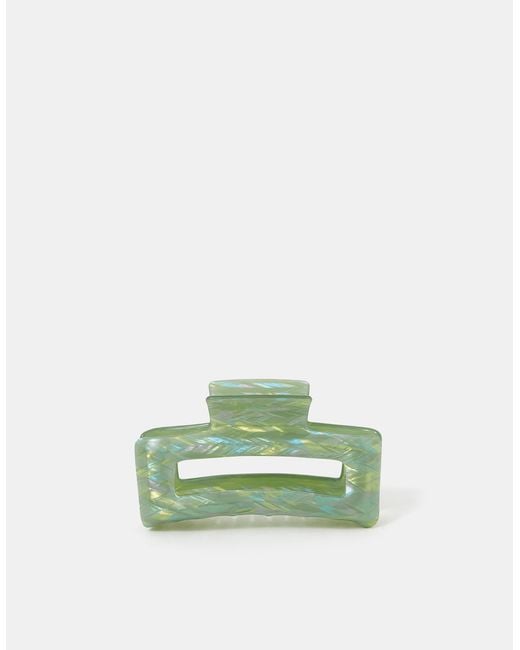 Accessorize Green Iridescent Resin Rectangular Claw Clip