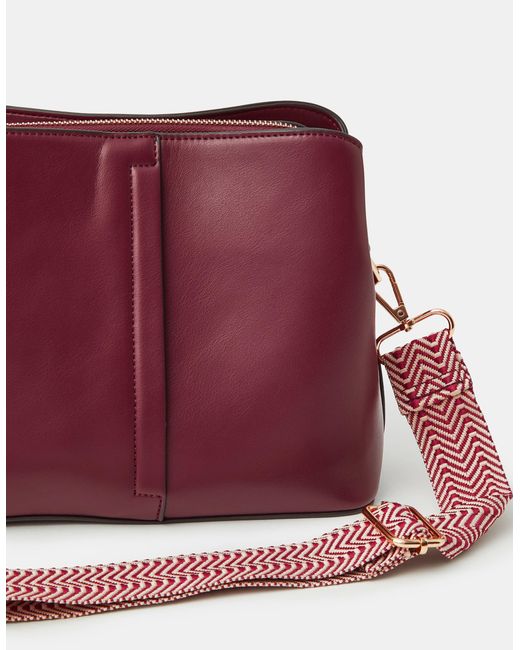Accessorize Red Webbing Strap Crossbody Bag