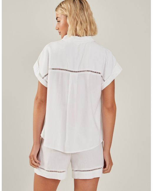 Accessorize White Cap Sleeve Pocket Shirt