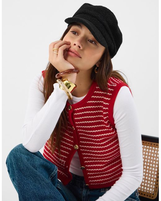 Accessorize Black Boucle Baker Boy Hat