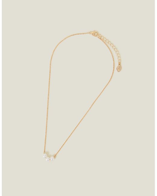 Accessorize Natural Triple Pearl Chain Necklace