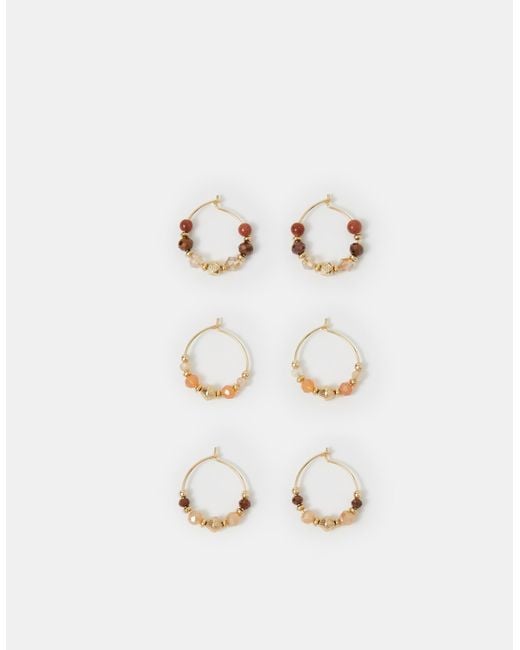 Accessorize Metallic 3-Pack Mini Beaded Hoop Earrings