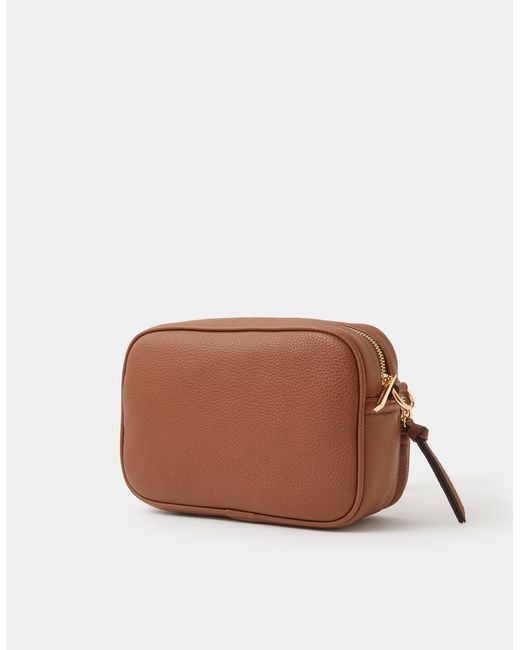 Accessorize Brown Dina Double Zip Crossbody Bag