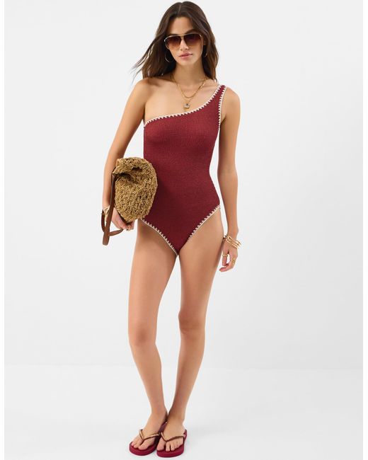 Accessorize Red One-Shoulder Shaping Swimsuit