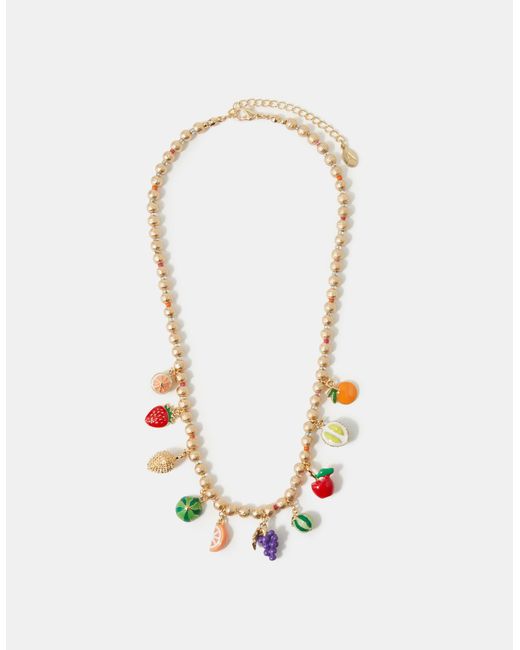 Accessorize White Fruit Salad Charm Necklace