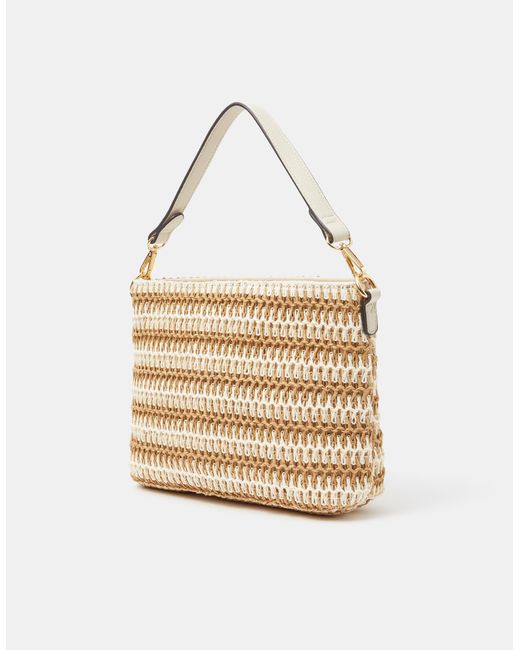Accessorize Blue Stripe Raffia Crossbody Bag