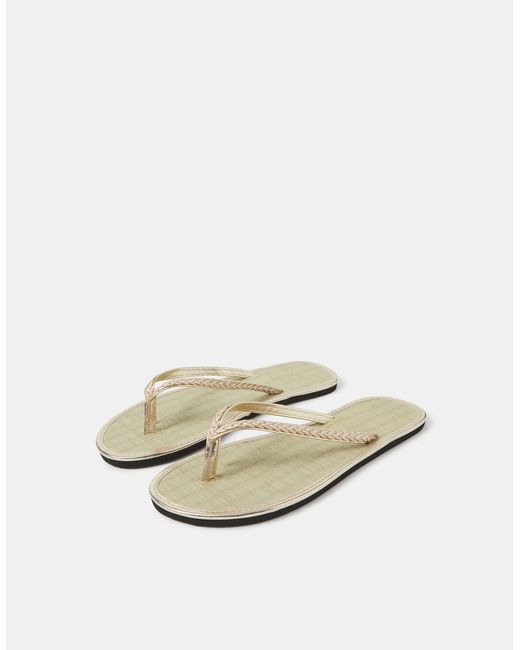 Accessorize Natural Braided Metallic Seagrass Flip Flops
