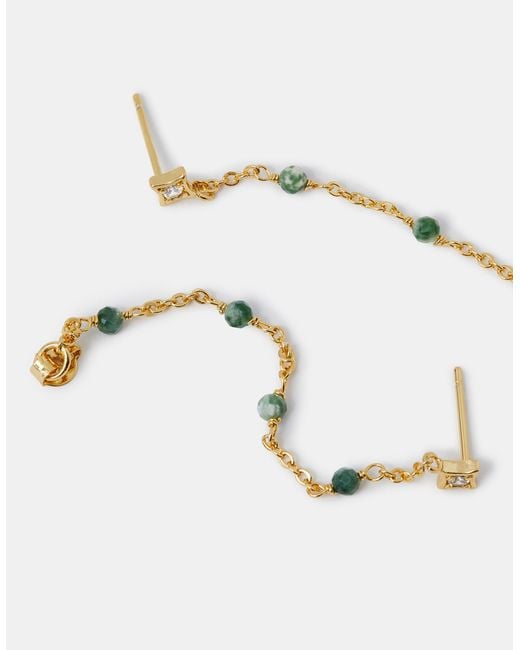 Accessorize White 14Ct-Plated Aventurine Chain Drop Earrings