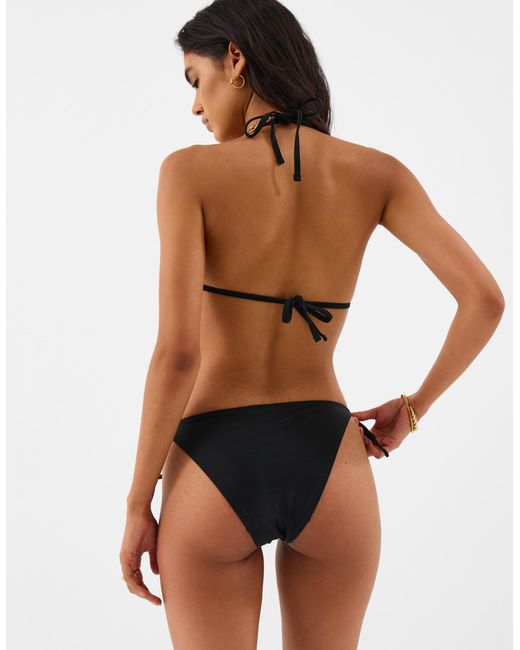 Accessorize Brown Shell Embroidered Tie Side Bikini Bottoms