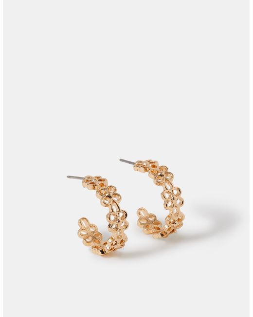 Accessorize Brown Flower Cut Out Hoop Earrings