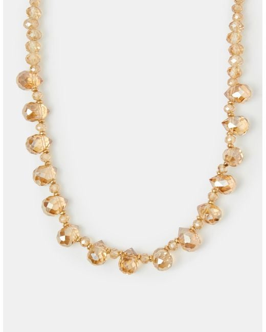Accessorize Natural Crystal Teardrop Beaded Necklace
