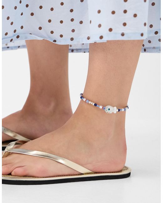 Accessorize Natural 2-Pack Fish & Pearl Bead Anklets