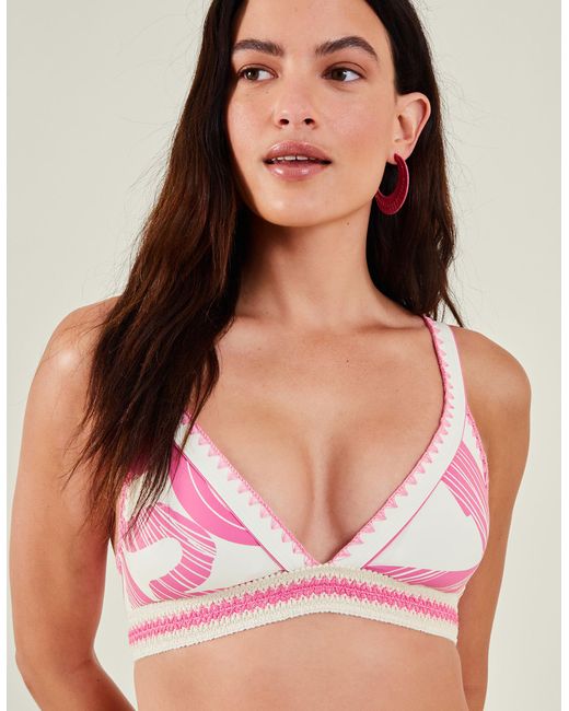 Accessorize Natural Women's Squiggle Print Bikini Top Pink