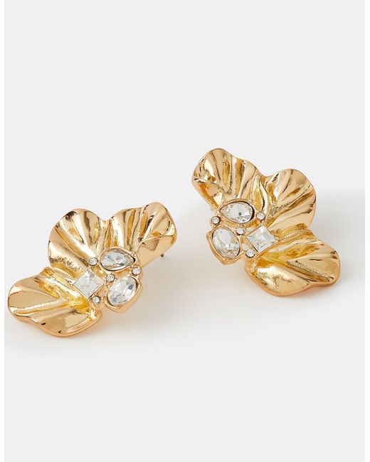 Accessorize Metallic Half Flower Statement Stud Earrings
