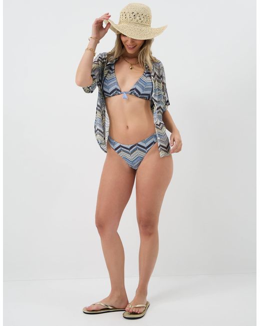 Accessorize Blue Crochet Triangle Bikini Top