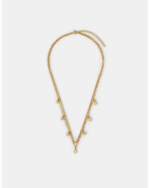 Accessorize White Stainless Steel Layered Charm Necklace