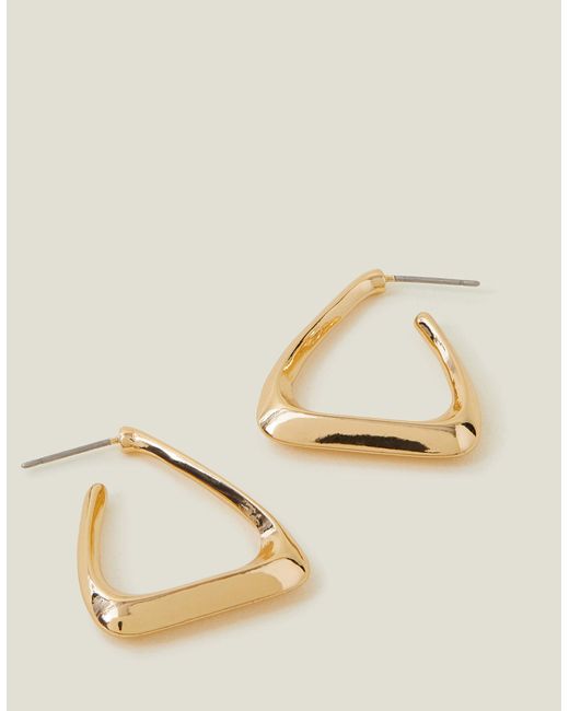 Accessorize Natural Gold Triangle Hoop Earrings
