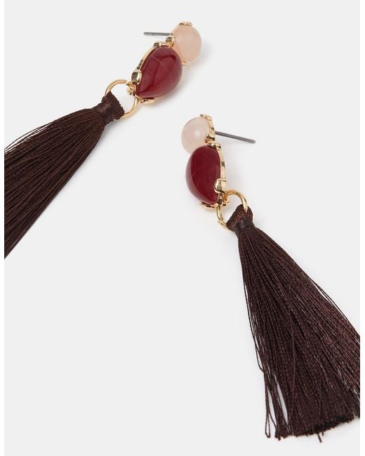 Accessorize White Stone Tassel Drop Earrings