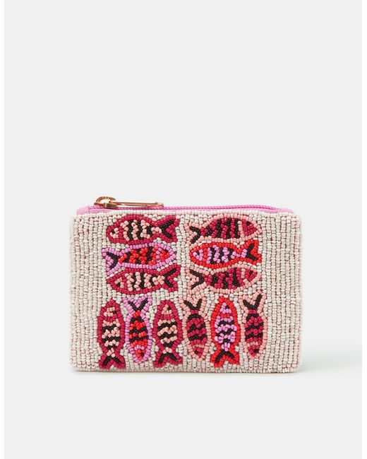 Accessorize Red Fish Beaded Coin Purse