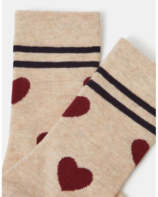 Accessorize White Heart Print Socks