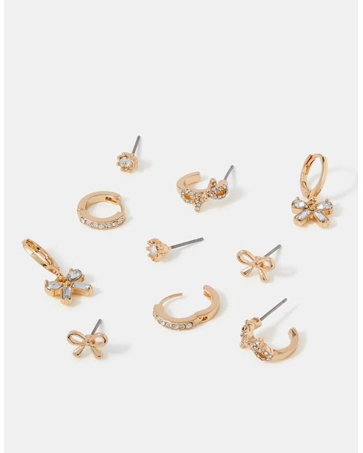 Accessorize Natural 5-Pack Bow Stud & Hoop Earrings