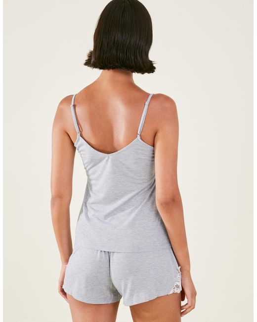 Accessorize White And Super-Soft Lace Trim Viscose Pyjama Set