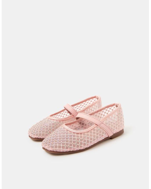 Accessorize Pink Rhinestone Mesh Ballet Flats