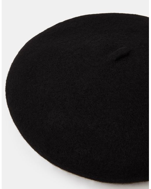 Accessorize Black Plain Wool Beret