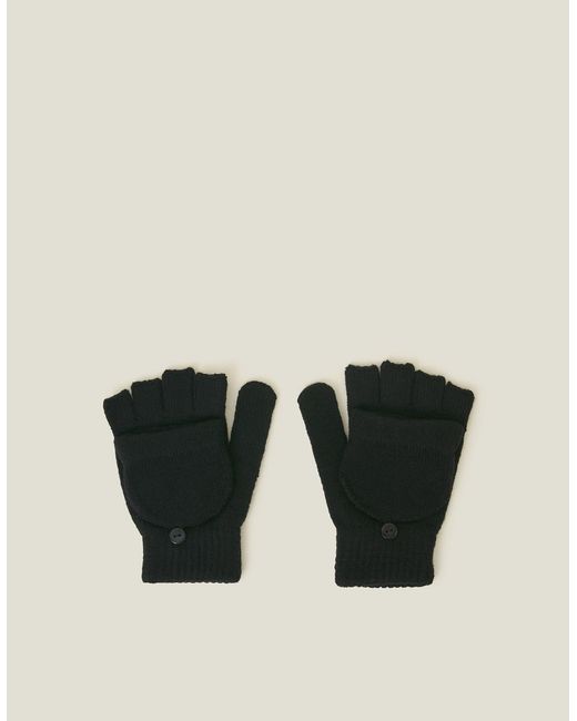 Accessorize Black Acrylic Plain Capped Gloves