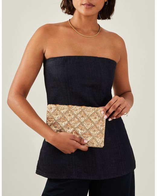 Accessorize Black Metallic Embellished Clutch Bag