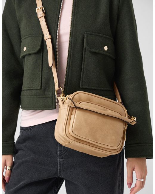 Accessorize Black Boxy Crossbody Bag Leather