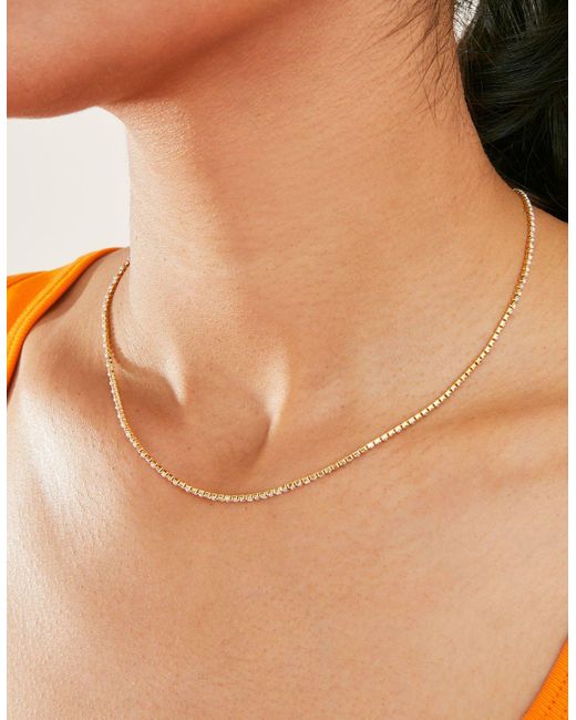 Accessorize Natural 14Ct-Plated Pearl Sparkle Tennis Necklace