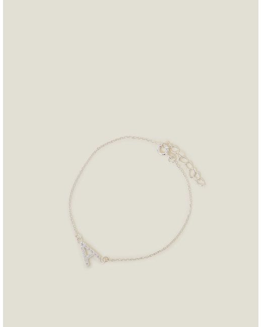 Accessorize Natural Sterling Sparkle Initial Bracelet