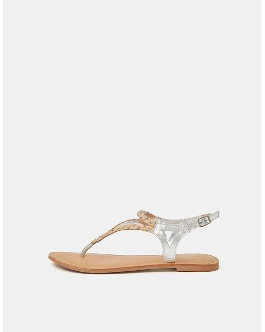 Accessorize Pink Diamanté Braid Leather Sandals