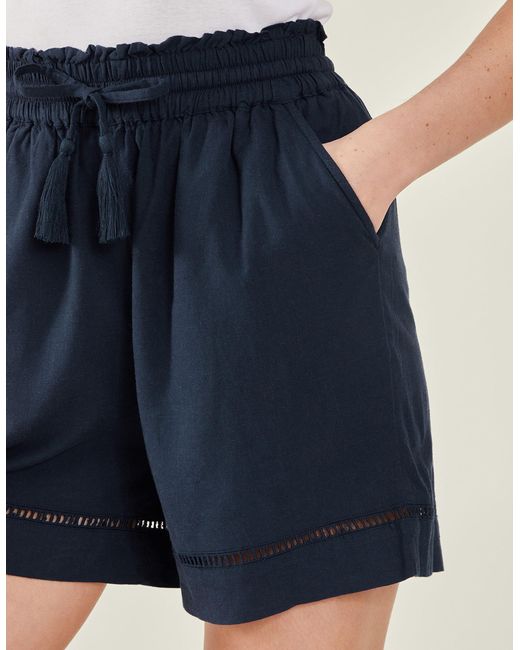 Accessorize Longline Embroidered Shorts Blue