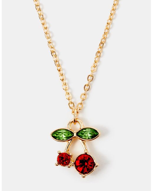 Accessorize Brown Gem Cherry Pendant Necklace