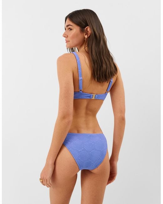 Accessorize Blue Shell Embossed Tie Bikini Top