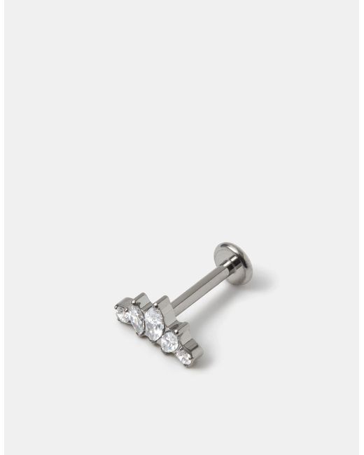 Accessorize White Titanium Marquise Fan Flatback Stud